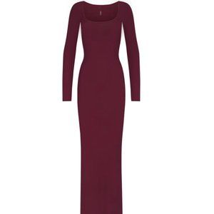 SKIMs Soft Lounge Long Sleeve Dress in Wine